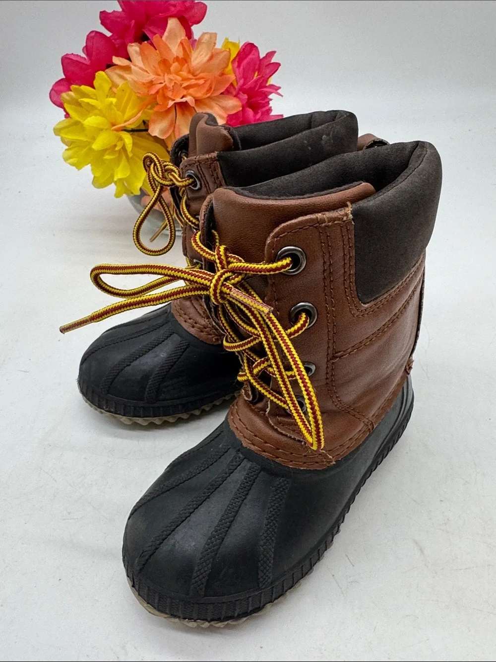 Kids Brown and Black Winter Duck Boots - Unbranded Size 7T